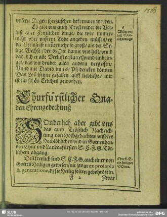 Churfürstlicher Gnaden Ehrengedechtniß