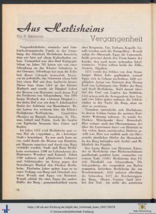 Aus Herlisheims Vergangenheit.