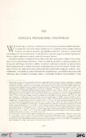 VIII. Geneza programu ideowego
