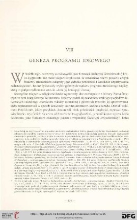 VIII. Geneza programu ideowego