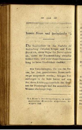 Innere Sinne und Seelenkräfte.