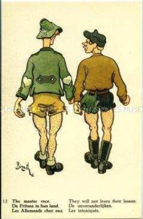 Humoristische belgische Postkarte zu den Deutschen