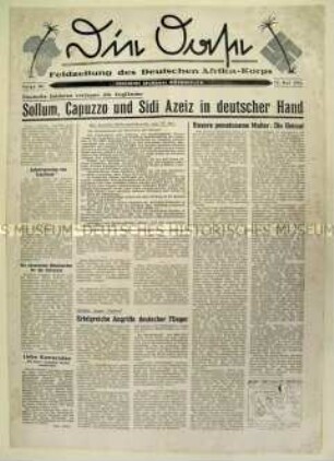 Feldzeitung des Deutschen Afrika-Korps "Die Oase" zum Krieg auf dem Balkan