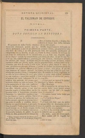 El talismán de Enrique. - (Continuación). : Novela. Primera parte. Doña Cecilia la heredera.