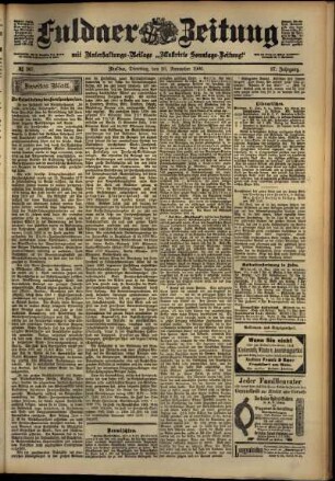 Zweite Ausgabe vom Dienstag, den 20. November 1900.