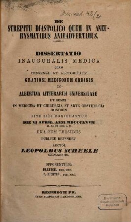 De strepitu diastolico quem in aneurysmatibus animadvertimus : Diss. inaug. med.