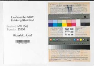Entnazifizierung Josef Ritzerfeld , geb. 04.01.1898 (Bahnbeamter)