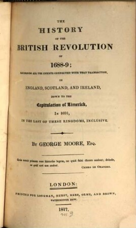 The History of the British Revolution of 1688 - 89