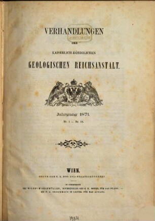 Verhandlungen der Geologischen Reichsanstalt. 1871