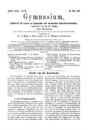 Abseits von der Heerstraße : I.