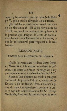 Leccion XXIII. Vireyes bajo el reinado de Felipe V