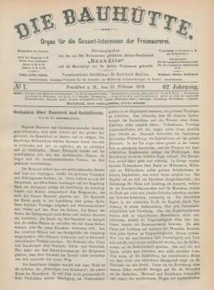 No 7. Frankfurt a. M., den 15. Februar 1919. 62. Jahrgang.
