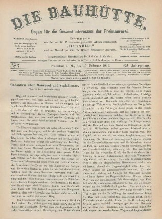 No 7. Frankfurt a. M., den 15. Februar 1919. 62. Jahrgang.