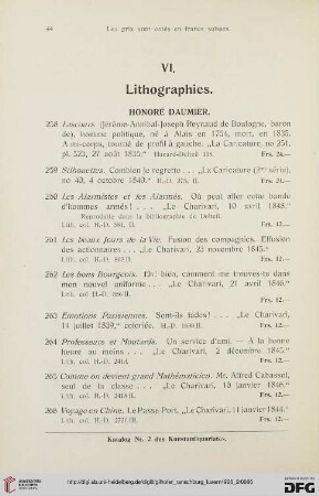 VI. Lithographies (No. 258 - 278)
