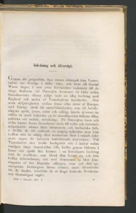 Inledning och öfversigt.