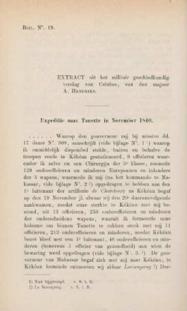 Bijl. No. 19. Extract uit het militair geschiedkundig verslag van Celebes, van den majoor A. Hendriks