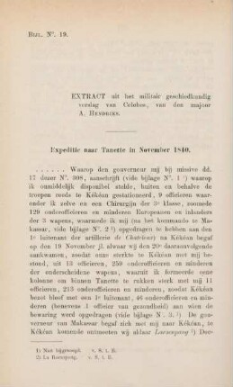 Bijl. No. 19. Extract uit het militair geschiedkundig verslag van Celebes, van den majoor A. Hendriks