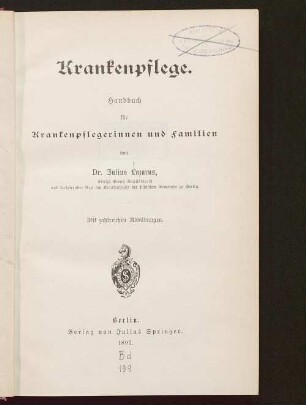 Krankenpflege : Handbuch für Krankenpflegerinnen und Familien