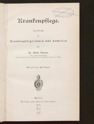 Krankenpflege : Handbuch für Krankenpflegerinnen und Familien