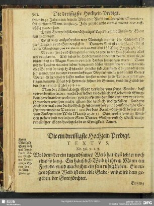 Die ein dreissigste Hochzeit-Predigt