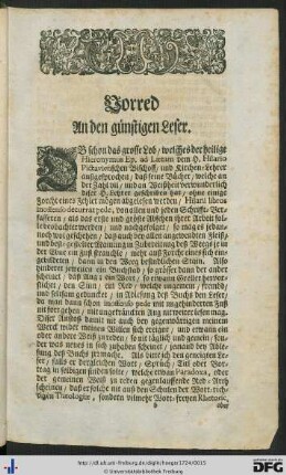 Vorred an den günstigen Leser.