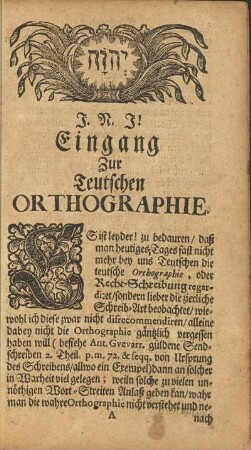 Eingang Zur Teuschen Orthographie.