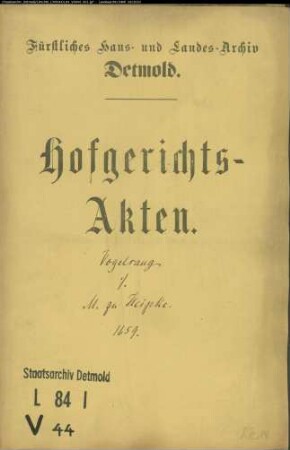 Vogelsang, Albert, Richter zu Salzuflen gegen Meier zu Heipke - Schuldforderung