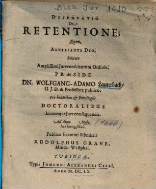 Disputatio De Retentione