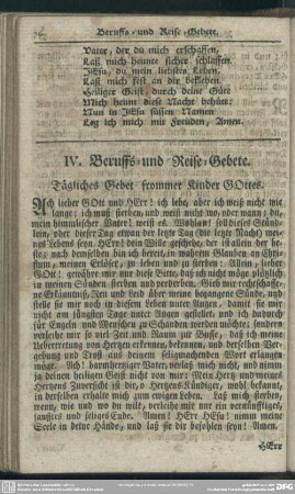IV. Beruffs- und Reise-Gebete