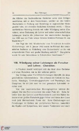 VIII. Würdigung seiner Leistungen als Forscher und Lehrer. Charakter