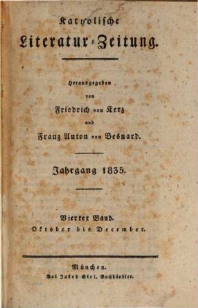 Katholische Literatur-Zeitung, 26,4. 1835 = Okt. - Dez.