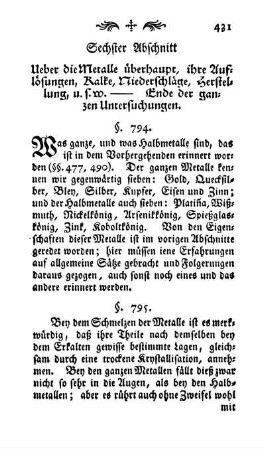 Schmelzen der Metalle (§. 795)