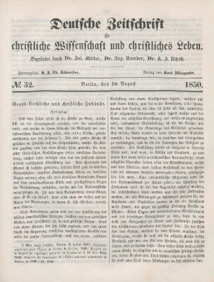 249-254 Genfs kirchliche und christliche Zustände