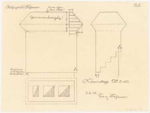 Wohnhaus Böhmer, Heidelberg: Kaminkopf: Grundriss, Ansicht, Schnitt 1:10
