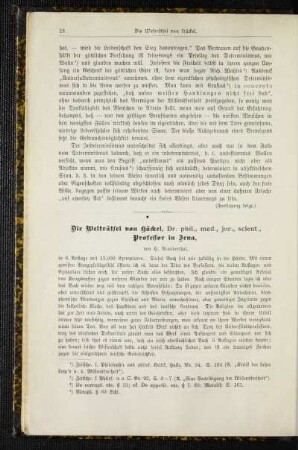 ¬Die¬ Welträtsel von Häckel, Dr. phil., med., jur., scient., Professor in Jena