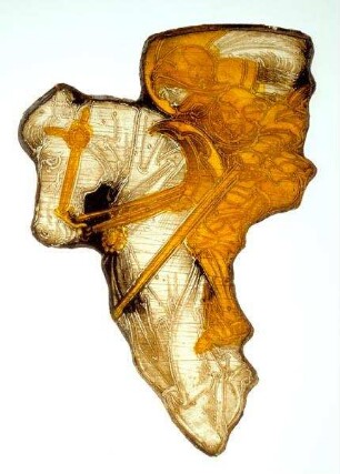 Fragment einer Kabinettscheibe: Hl. Georg auf seinem Pferd als Drachentöter?