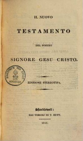 Il Nuovo Testamento del nostro Signore Gesu Cristo