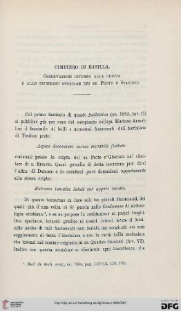 4: Cimitero di Basilla : osservazioni intorno alla cripta e alle iscrizioni storiche dei SS. Proto e Giacinto