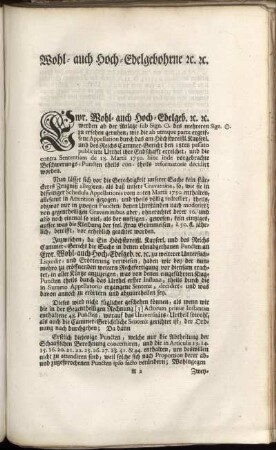 Wohl- auch Hoch- Edelgebohrne etc. etc.