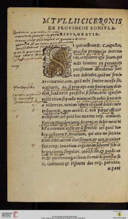 M. Tulii Ciceronis de provinciis consulaibus oratio
