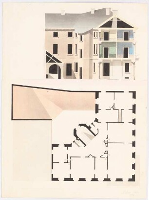 Städtisches Wohnhaus: Grundriss 2. Obergeschoss, Schnitt