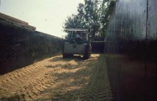 Fotografie: Ein- und Auslagerungstechnik, Maissilage, Flachsilo, Fahrsilo, Walzen