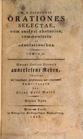 M. T. Ciceronis orationes selectae : cum analysi rhetorica, commentario et adnotationibus, 4