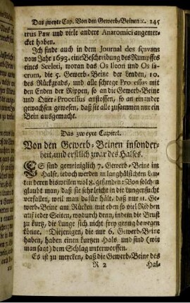 Das zweyte Capitel. Von den Gewerb-Beinen insonderheit, und erstlich zwar des Halses.