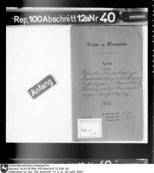 Schreiben des zum Bischof von Osnabrück designierten Herzogs Ernst August von Braunschweig-Lüneburg an das Domkapitel wegen der Huldigung