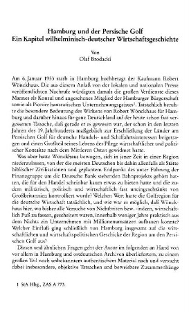 Hamburg und der Persische Golf : ein Kapitel wilhelminisch-deutscher Wirtschaftsgeschichte