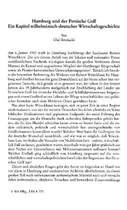 Hamburg und der Persische Golf : ein Kapitel wilhelminisch-deutscher Wirtschaftsgeschichte