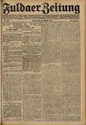 Ausgabe vom Freitag, den 13. August 1915.