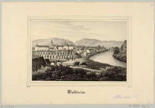 Stadtansicht von Waldheim in Mittelsachsen an der Zschopau von Norden aus der Zeitschrift Saxonia, 3. Band 1837 (Variante?)