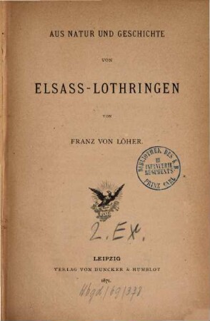 Aus Natur und Geschichte von Elsass-Lothringen